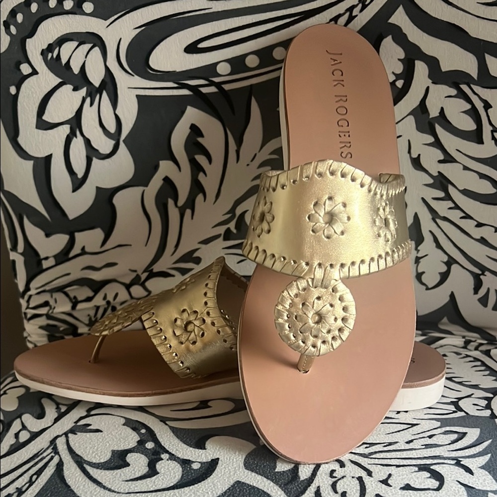 NWOT Jack Rogers Women's Gold Boating Sandals Size 7